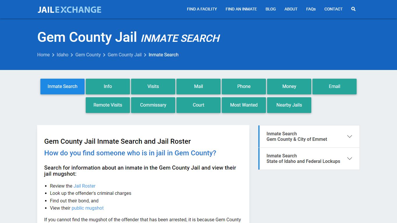 Inmate Search: Roster & Mugshots - Gem County Jail, ID