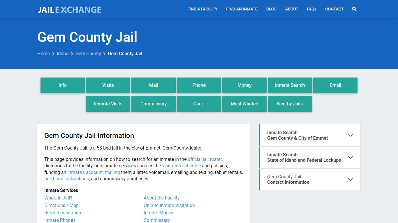 Gem County Jail, ID Inmate Search & Services - Jail Exchange