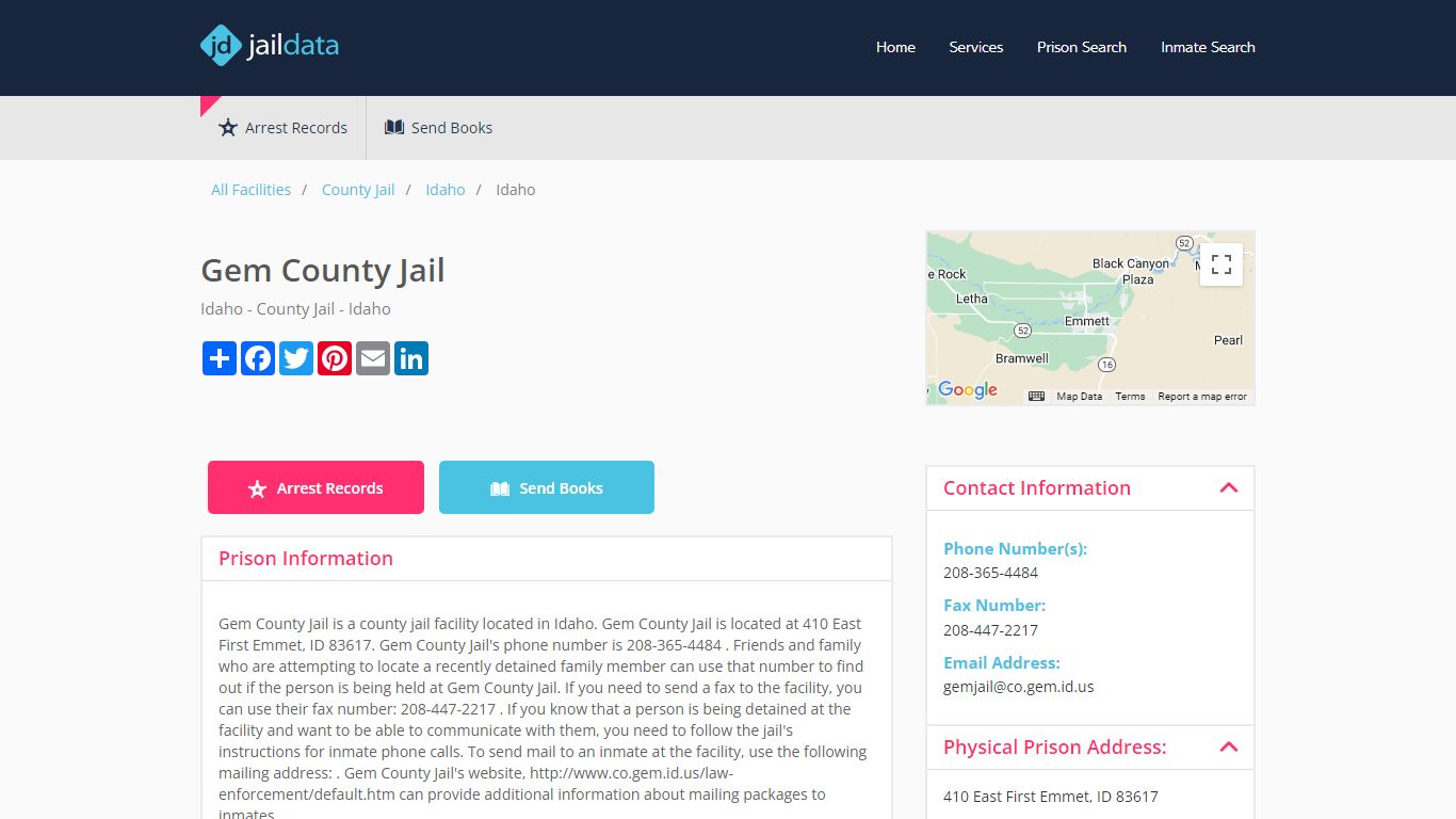 Gem County Jail Inmate Search and Prisoner Info - Emmett, ID